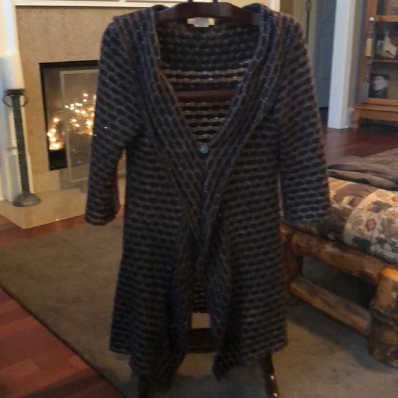 Papillon Blanc mid length sweater brown/gold - lg - Picture 1 of 6